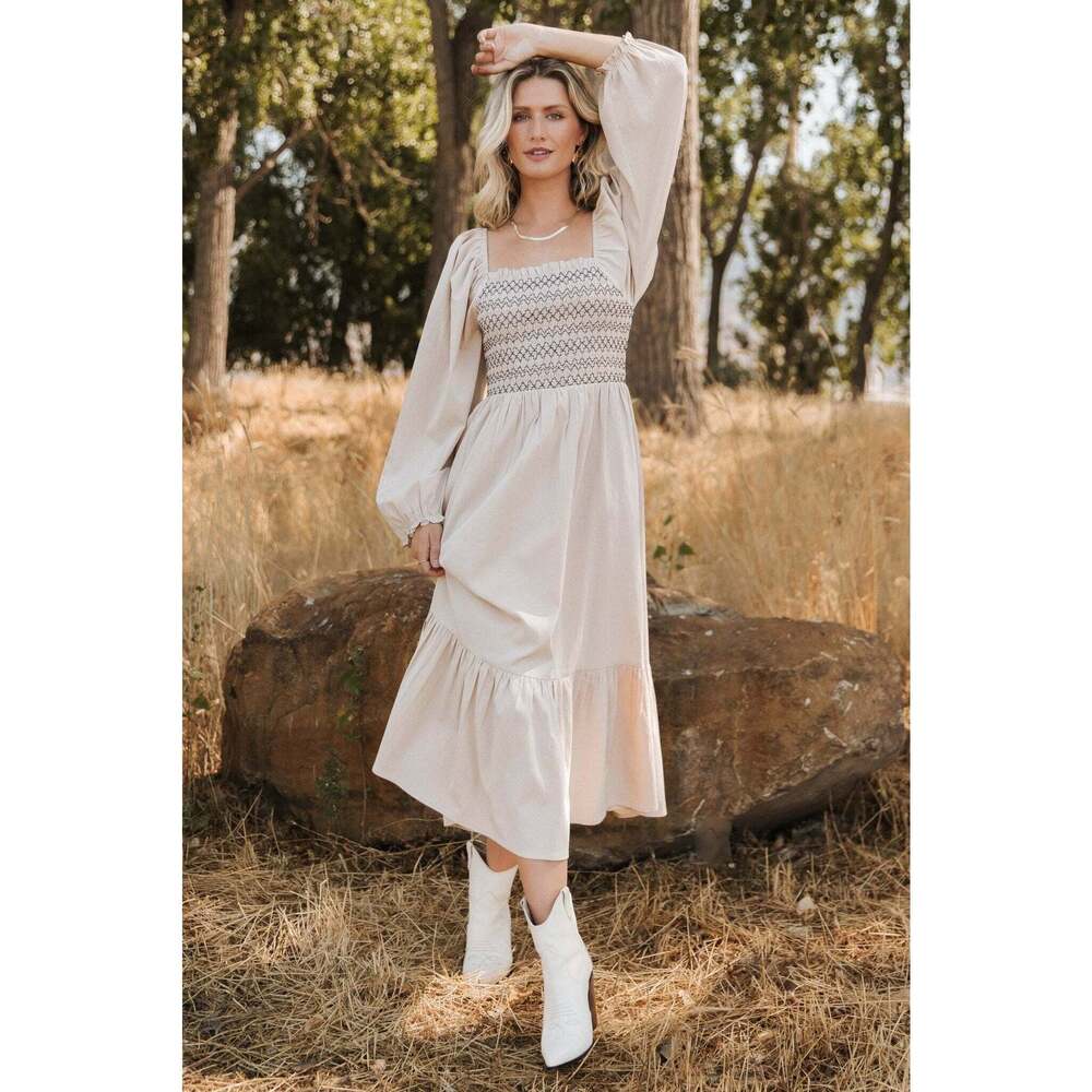 Baltic Born Emmeline Smocked Midi Dress | Natural Size LL